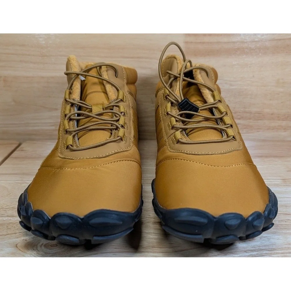 Tan‎ Barefoot Winter Boots Faux Fur Lined Zero Drop Wide Toe Box EU 40 NEW